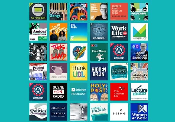 2021 Favorite Podcasts (collection of podcast logos)