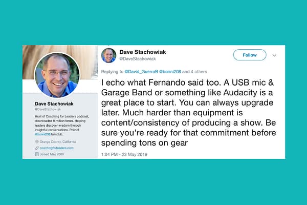 Dave’s podcasting tip on Twitter