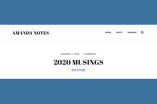 Amanda Coolidge’s 2020 Musings