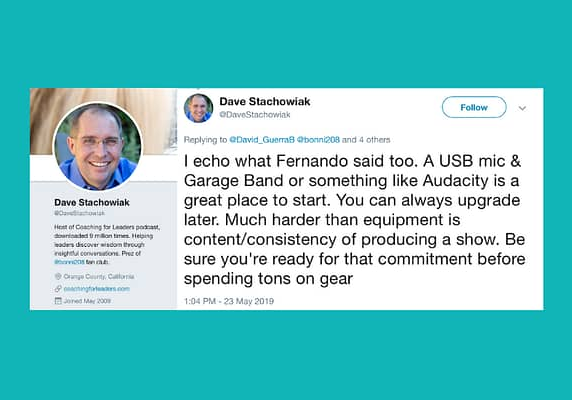 Dave’s podcasting tip on Twitter