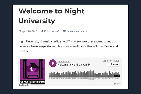 Katie Hartraft’s Welcome to Night University