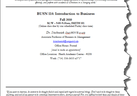 Five Keys to an Effective Syllabus